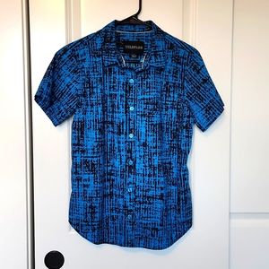 Wildfang Essential Button Up, Short Sleeve, Blue, XS